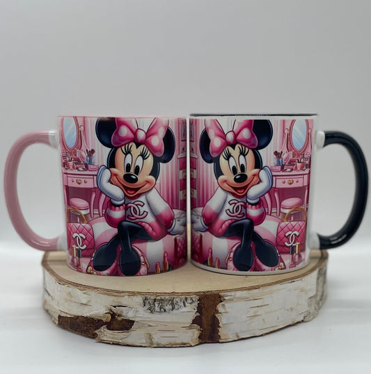 Keramiktasse 325 ml Minnie-Maus  Design in Rosa oder Schwarz