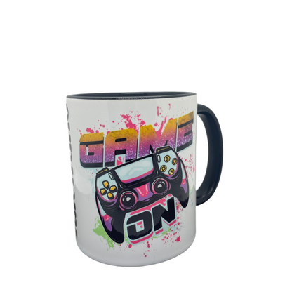 Game On“Gamertasse  Namenstasse,Kontroller Motivtasse in 2 Varianten, Geschenk für Kinder und Erwachsene,personalisiert